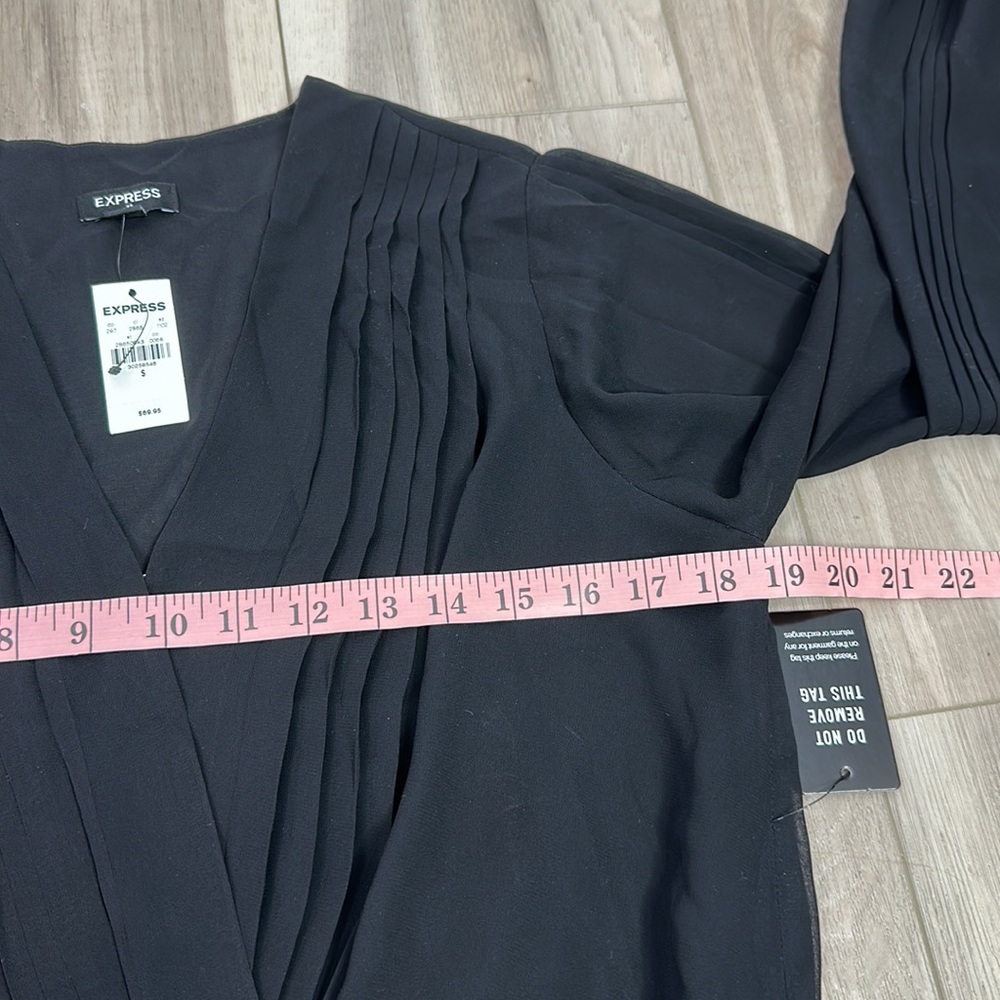 Express Black Long Sleeve Surplice Bodysuit - Picture 6 of 7